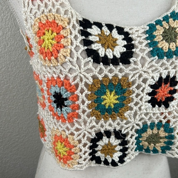 Aster Crochet Boho Y2K 90s Cropped Tank Top Size Medium - Picture 2 of 6